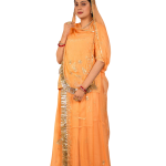 Creamy Peach Kundan Work Rajputi Poshak | Zardozi & Kundan Work on Bamber Satin | Jaipurio Royal Collection